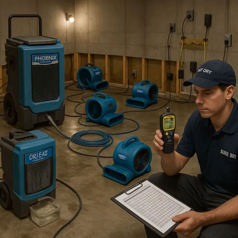 Structural Drying and Dehumidification process in Audubon, IA